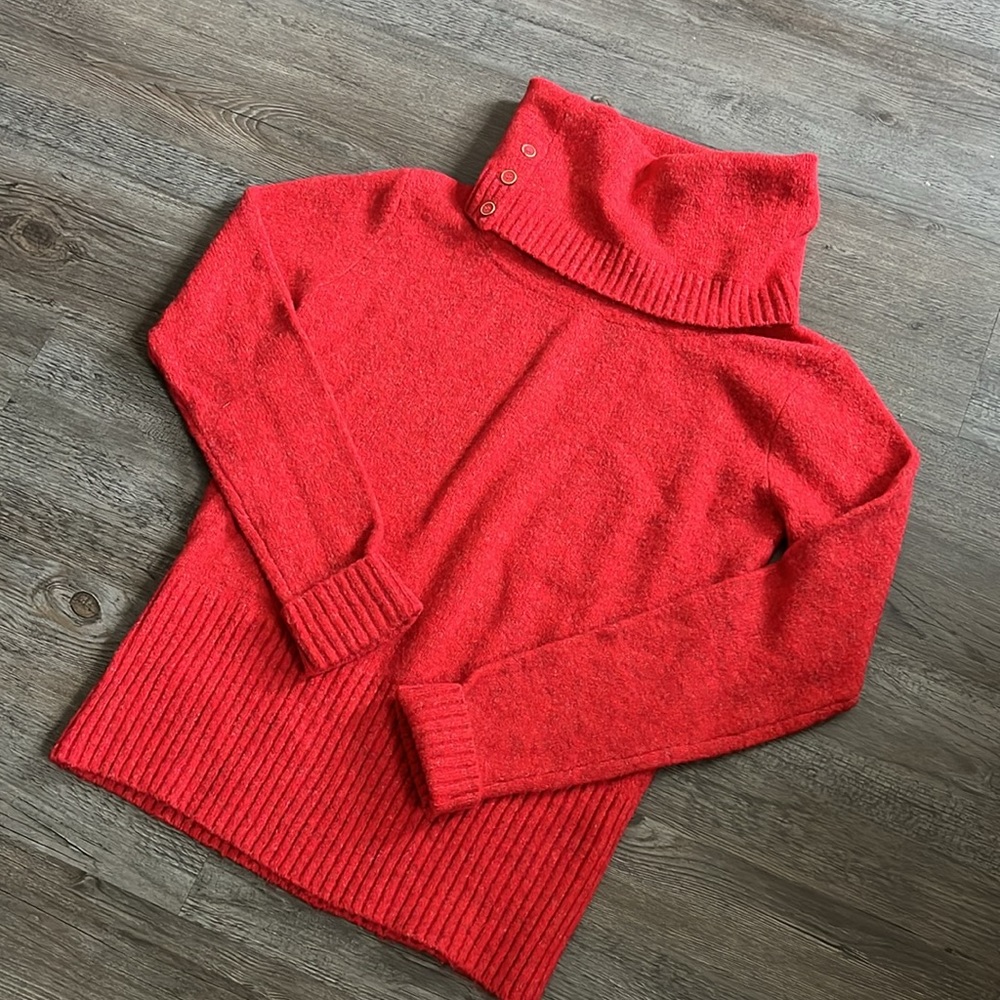MNG by Mango 3 Button Cowl Neck Fuzzy Sweater L